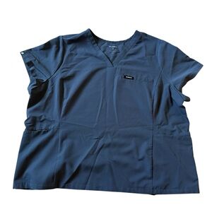 Jaanuu Rhena Women’s Classic V Neck Blue Scrub Top Size 2XL Nurse Medical